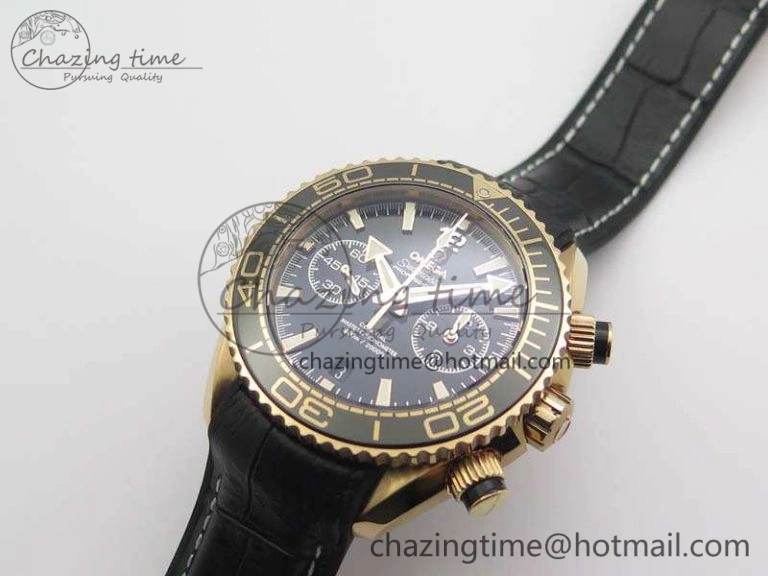 Seamaster Pro Chrono RG OM Best Edition Black Ceramic Black Dial On Gummy Strap A9300