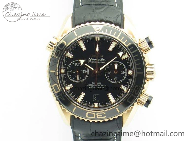 Seamaster Pro Chrono RG OM Best Edition Black Ceramic Black Dial On Gummy Strap A9300