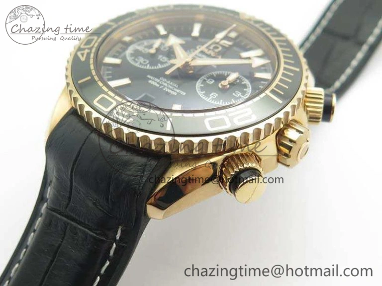 Seamaster Pro Chrono RG OM Best Edition Black Ceramic Black Dial On Gummy Strap A9300