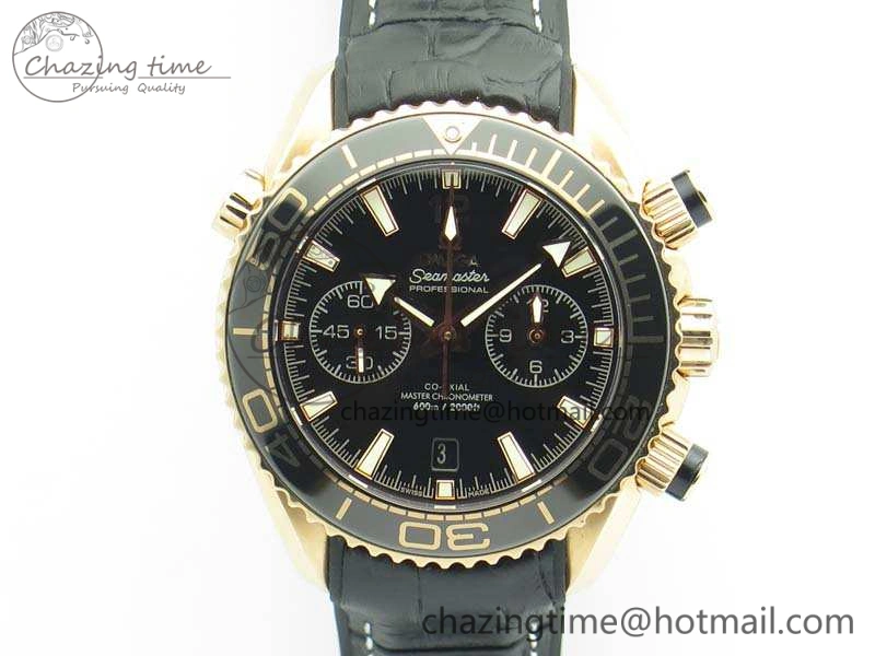 Seamaster Pro Chrono RG OM Best Edition Black Ceramic Black Dial On Gummy Strap A9300