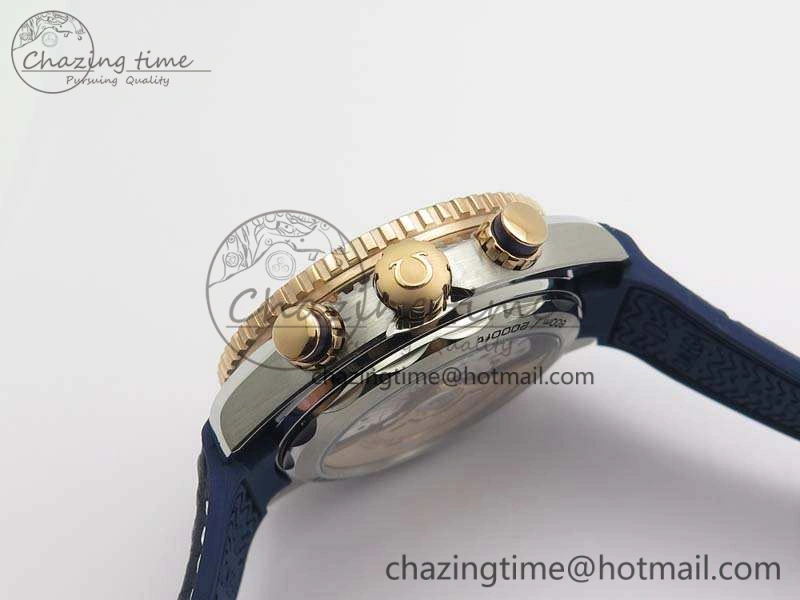Seamaster Pro Chrono SS RG OM Best Edition Blue Ceramic Blue Dial On Gummy Strap A9300