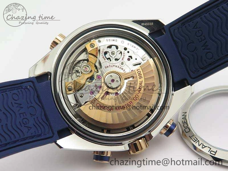 Seamaster Pro Chrono SS RG OM Best Edition Blue Ceramic Blue Dial On Gummy Strap A9300