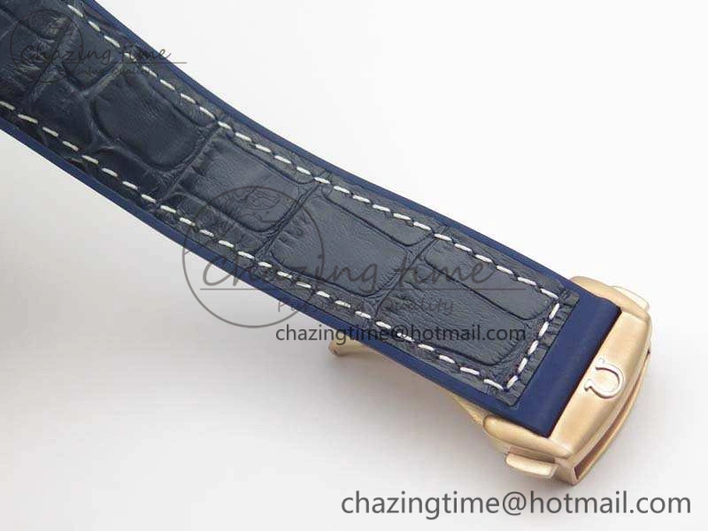 Seamaster Pro Chrono SS RG OM Best Edition Blue Ceramic Blue Dial On Gummy Strap A9300