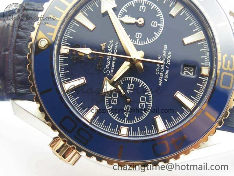 Seamaster Pro Chrono SS RG OM Best Edition Blue Ceramic Blue Dial On Gummy Strap A9300