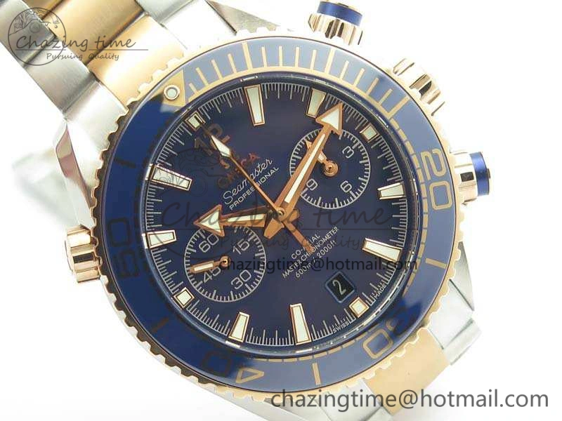 Seamaster Pro Chrono SS RG OM Best Edition Blue Ceramic Blue Dial On SS RG Bracelet A9300