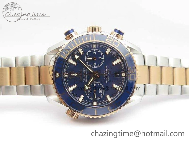 Seamaster Pro Chrono SS RG OM Best Edition Blue Ceramic Blue Dial On SS RG Bracelet A9300