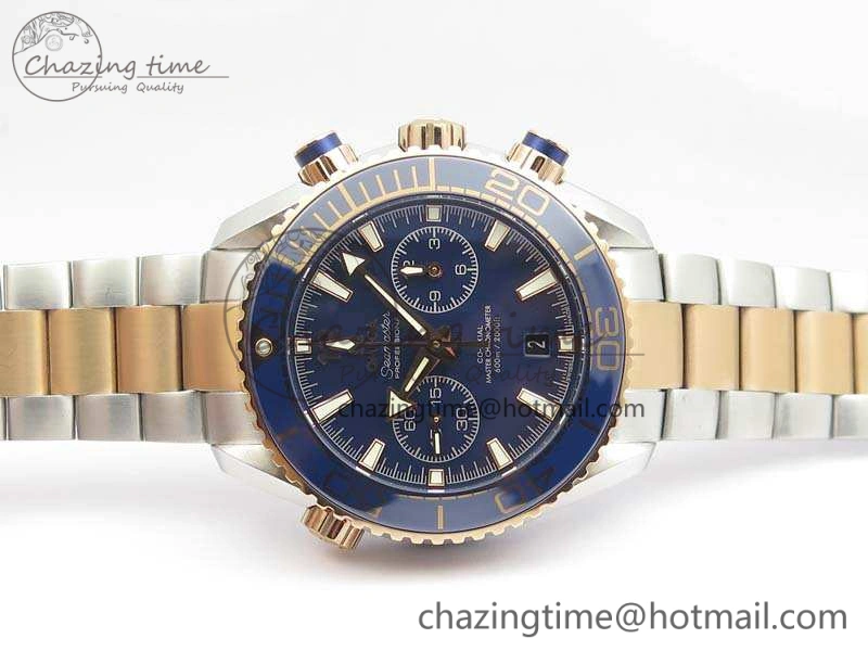 Seamaster Pro Chrono SS RG OM Best Edition Blue Ceramic Blue Dial On SS RG Bracelet A9300