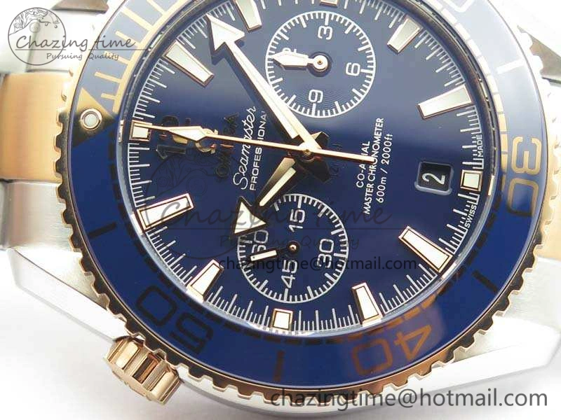 Seamaster Pro Chrono SS RG OM Best Edition Blue Ceramic Blue Dial On SS RG Bracelet A9300