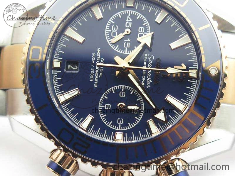 Seamaster Pro Chrono SS RG OM Best Edition Blue Ceramic Blue Dial On SS RG Bracelet A9300