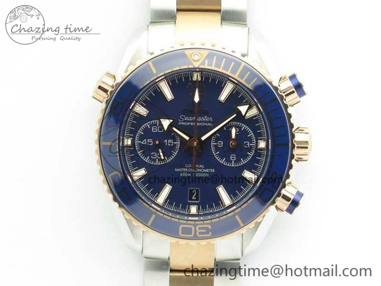 Seamaster Pro Chrono SS RG OM Best Edition Blue Ceramic Blue Dial On SS RG Bracelet A9300