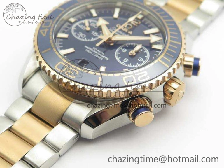 Seamaster Pro Chrono SS RG OM Best Edition Blue Ceramic Blue Dial On SS RG Bracelet A9300