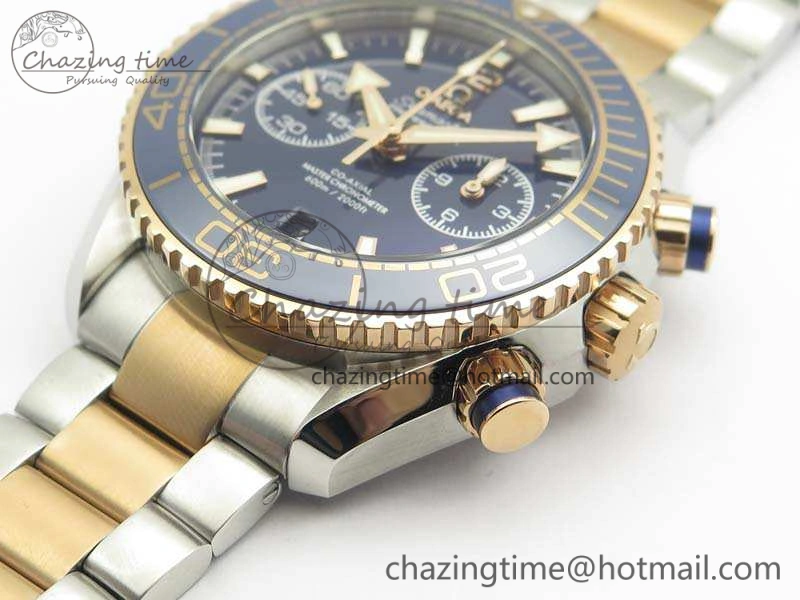 Seamaster Pro Chrono SS RG OM Best Edition Blue Ceramic Blue Dial On SS RG Bracelet A9300