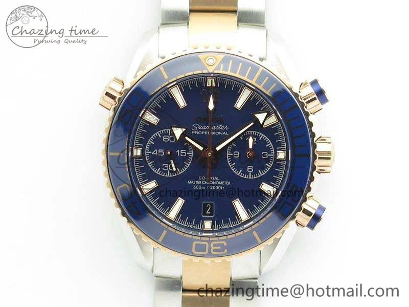 Seamaster Pro Chrono SS RG OM Best Edition Blue Ceramic Blue Dial On SS RG Bracelet A9300
