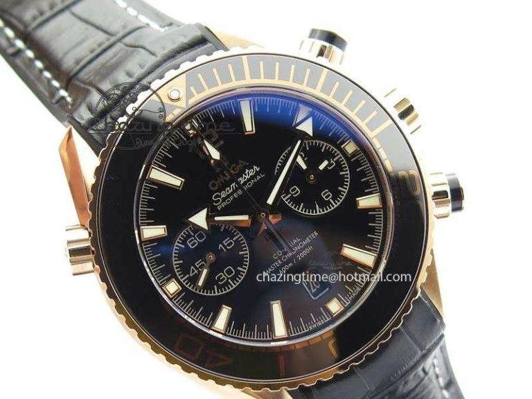 Seamaster Professional Chrono RG Black Ceramic Black Dial On Black Gummy Strap A9300