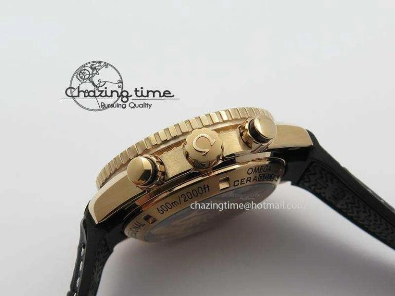 Seamaster Professional Chrono RG Black Ceramic Black Dial On Black Gummy Strap A9300