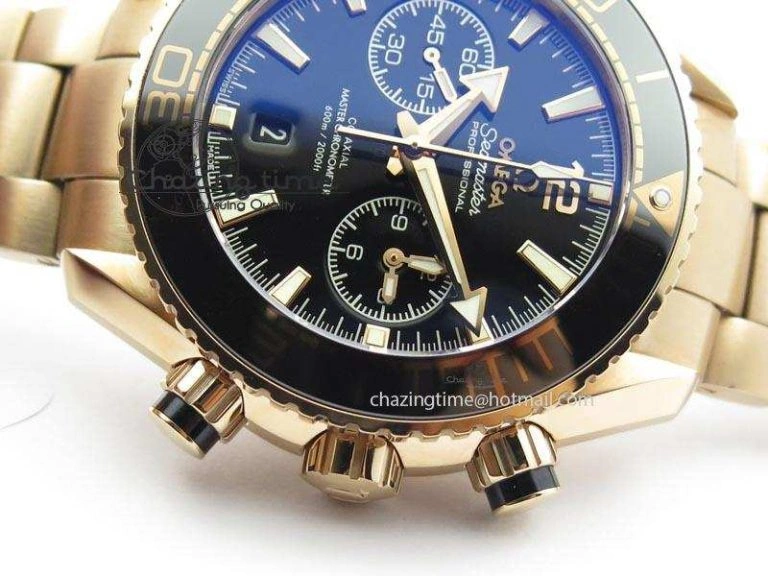 Seamaster Professional Chrono RG Black Ceramic Black Dial On RG Bracelet A9300