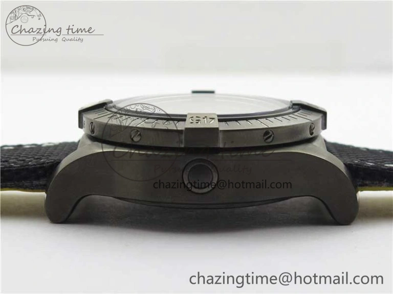 Seawolf 45mm DLC B50 1:1 BestEdition SuperLumed Black Dial Black Numeral Markers on Black Nylon Strap A2824(SuperThick Crystal)