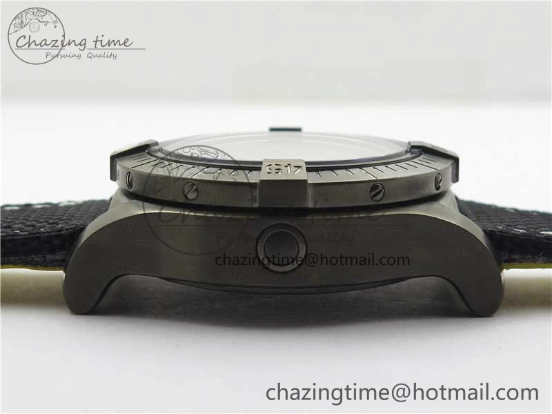Seawolf 45mm DLC B50 1:1 BestEdition SuperLumed Black Dial Black Numeral Markers on Black Nylon Strap A2824(SuperThick Crystal)