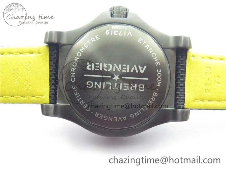 Seawolf 45mm DLC B50 1:1 BestEdition SuperLumed Black Dial Black Numeral Markers on Black Nylon Strap A2824(SuperThick Crystal)