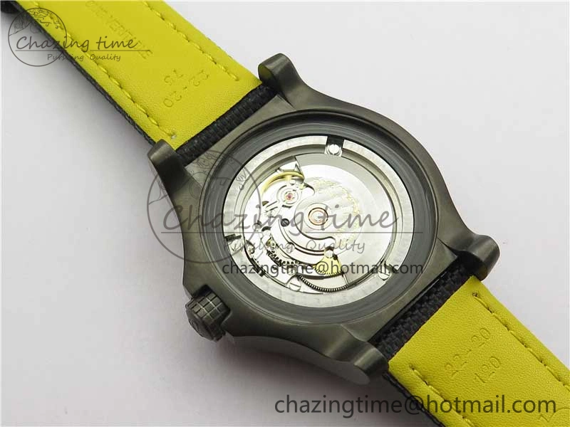 Seawolf 45mm DLC B50 1:1 BestEdition SuperLumed Black Dial Black Numeral Markers on Black Nylon Strap A2824(SuperThick Crystal)