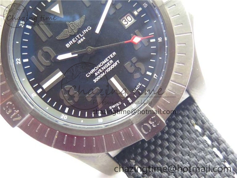 Seawolf 45mm DLC B50 1:1 BestEdition SuperLumed Black Dial Black Numeral Markers on Black Nylon Strap A2824(SuperThick Crystal)