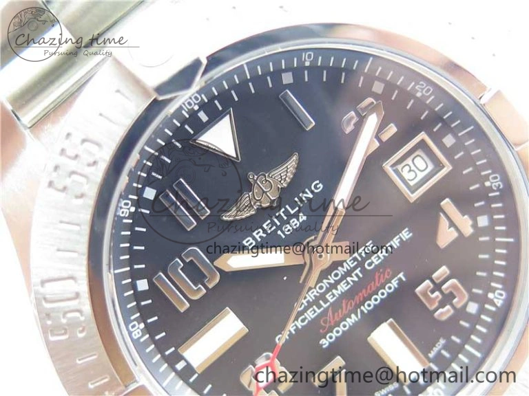 Seawolf 45mm SS B50 1:1 Best Edition SuperLumed Black Dial Numeral Markers on SS Bracelet A2824(Super Thick Crystal)
