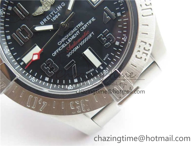 Seawolf 45mm SS B50 1:1 Best Edition SuperLumed Black Dial Numeral Markers on SS Bracelet A2824(Super Thick Crystal)
