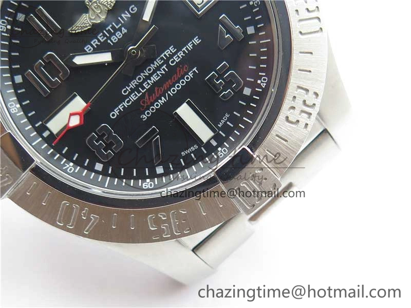 Seawolf 45mm SS B50 1:1 Best Edition SuperLumed Black Dial Numeral Markers on SS Bracelet A2824(Super Thick Crystal)