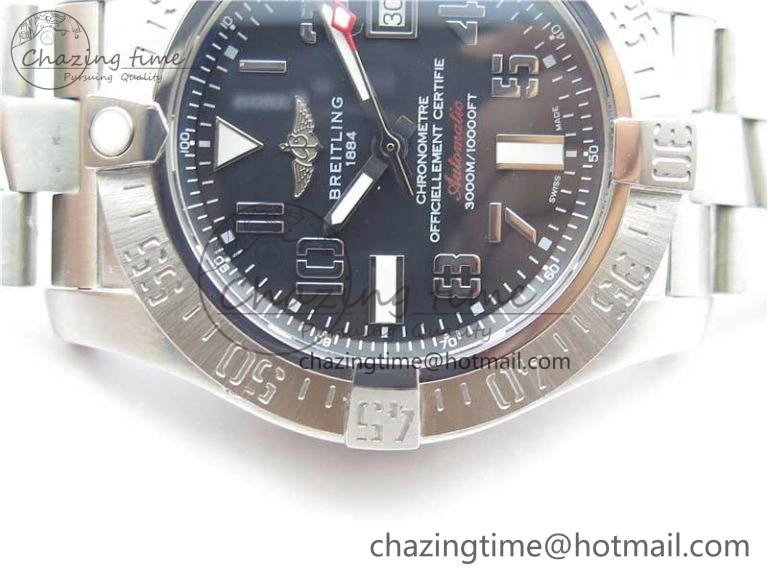 Seawolf 45mm SS B50 1:1 Best Edition SuperLumed Black Dial Numeral Markers on SS Bracelet A2824(Super Thick Crystal)
