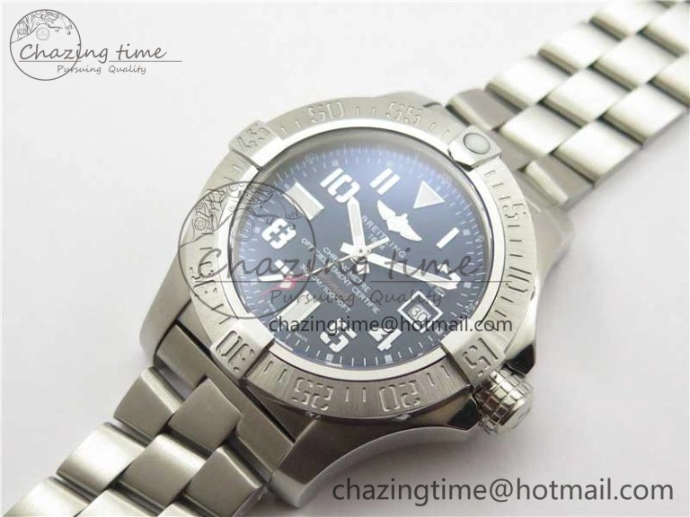 Seawolf 45mm SS B50 1:1 Best Edition SuperLumed Black Dial Numeral Markers on SS Bracelet A2824(Super Thick Crystal)