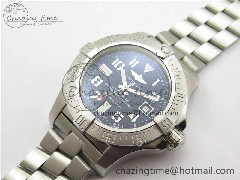 Seawolf 45mm SS B50 1:1 Best Edition SuperLumed Black Dial Numeral Markers on SS Bracelet A2824(Super Thick Crystal)