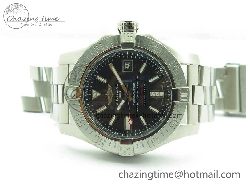 Seawolf 45mm SS B50 1:1 Best Edition SuperLumed Black Dial Sticks Markers on SS Bracelet A2824(Super Thick Crystal)
