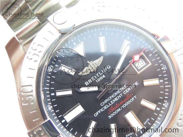 Seawolf 45mm SS B50 1:1 Best Edition SuperLumed Black Dial Sticks Markers on SS Bracelet A2824(Super Thick Crystal)