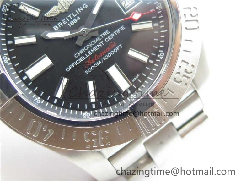 Seawolf 45mm SS B50 1:1 Best Edition SuperLumed Black Dial Sticks Markers on SS Bracelet A2824(Super Thick Crystal)