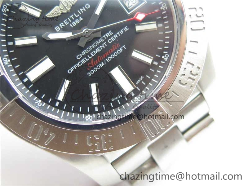 Seawolf 45mm SS B50 1:1 Best Edition SuperLumed Black Dial Sticks Markers on SS Bracelet A2824(Super Thick Crystal)