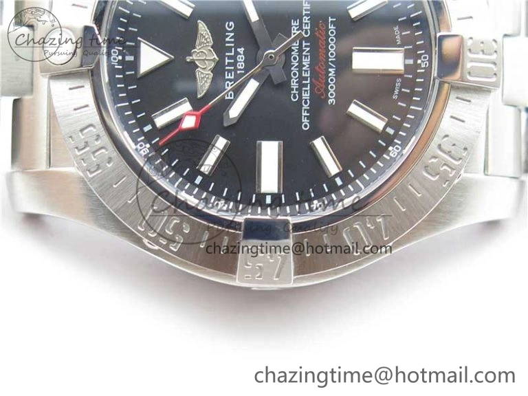 Seawolf 45mm SS B50 1:1 Best Edition SuperLumed Black Dial Sticks Markers on SS Bracelet A2824(Super Thick Crystal)