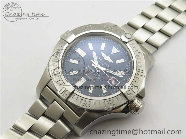 Seawolf 45mm SS B50 1:1 Best Edition SuperLumed Black Dial Sticks Markers on SS Bracelet A2824(Super Thick Crystal)