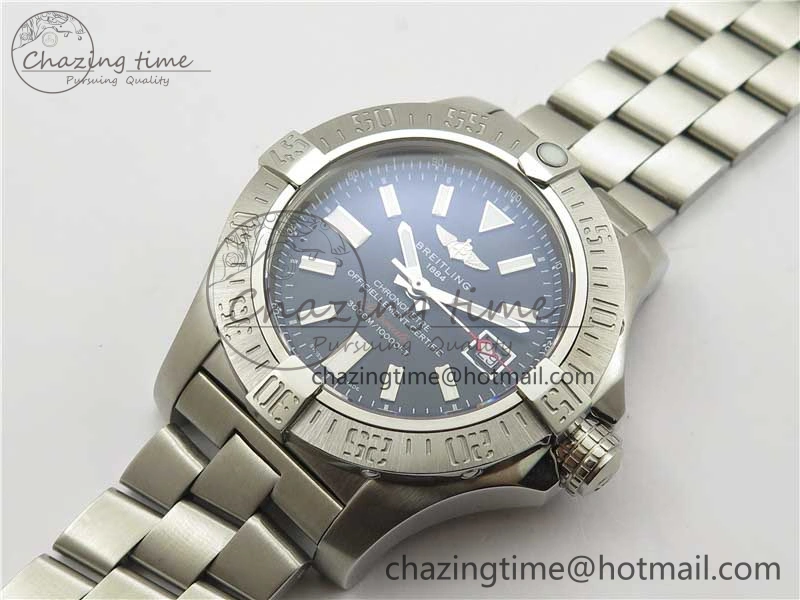Seawolf 45mm SS B50 1:1 Best Edition SuperLumed Black Dial Sticks Markers on SS Bracelet A2824(Super Thick Crystal)