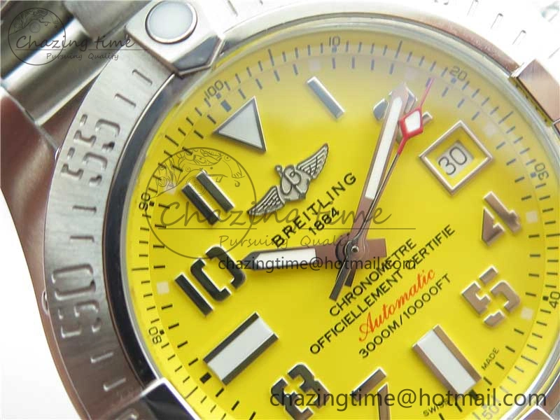 Seawolf 45mm SS B50 1:1 Best Edition SuperLumed Yellow Dial Numeral Markers on SS Bracelet A2824(Super Thick Crystal)