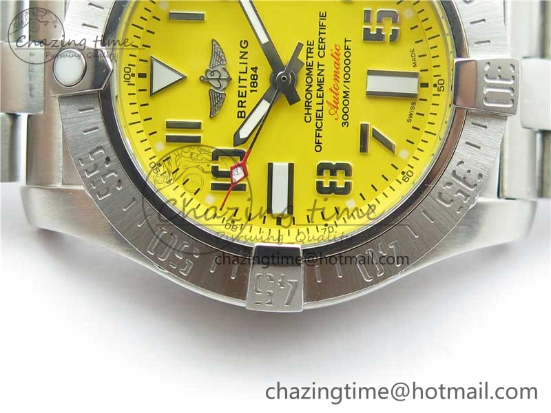 Seawolf 45mm SS B50 1:1 Best Edition SuperLumed Yellow Dial Numeral Markers on SS Bracelet A2824(Super Thick Crystal)