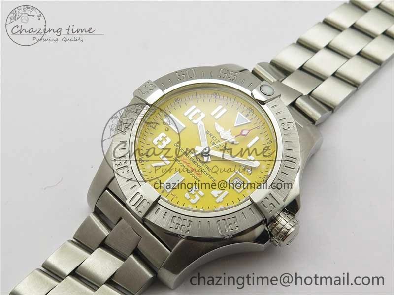 Seawolf 45mm SS B50 1:1 Best Edition SuperLumed Yellow Dial Numeral Markers on SS Bracelet A2824(Super Thick Crystal)
