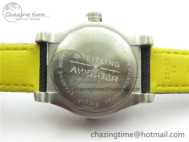 Seawolf 45mm SS B50 1:1 BestEdition SuperLumed Yellow Dial Black Sticks Markers on Black Nylon Strap A2824(SuperThick Crystal)