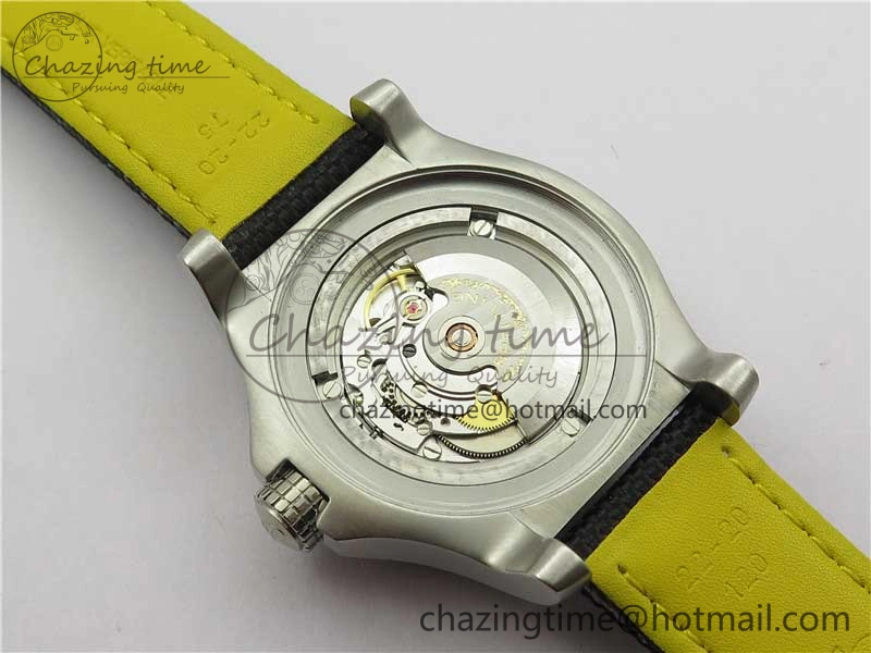Seawolf 45mm SS B50 1:1 BestEdition SuperLumed Yellow Dial Black Sticks Markers on Black Nylon Strap A2824(SuperThick Crystal)