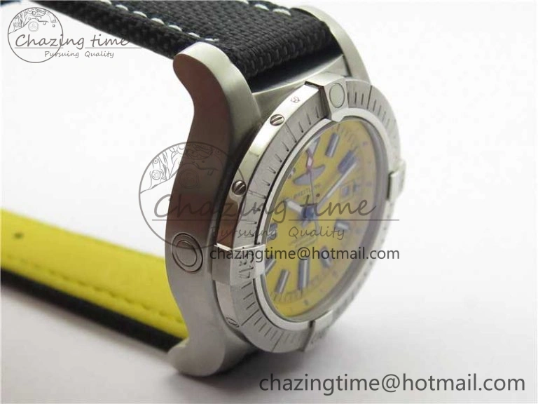 Seawolf 45mm SS B50 1:1 BestEdition SuperLumed Yellow Dial Black Sticks Markers on Black Nylon Strap A2824(SuperThick Crystal)