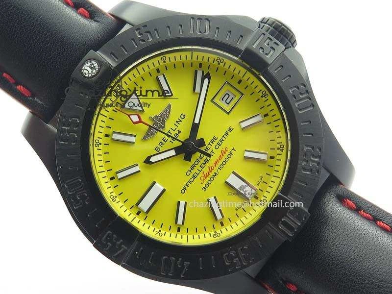 Seawolf DLC Best Edition Superlumed Yellow Dial On Leather Strap A2836 (Super Thick Crystal)