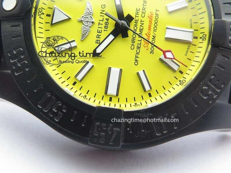 Seawolf DLC Best Edition Superlumed Yellow Dial On Leather Strap A2836 (Super Thick Crystal)