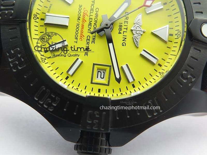 Seawolf DLC Best Edition Superlumed Yellow Dial On Leather Strap A2836 (Super Thick Crystal)