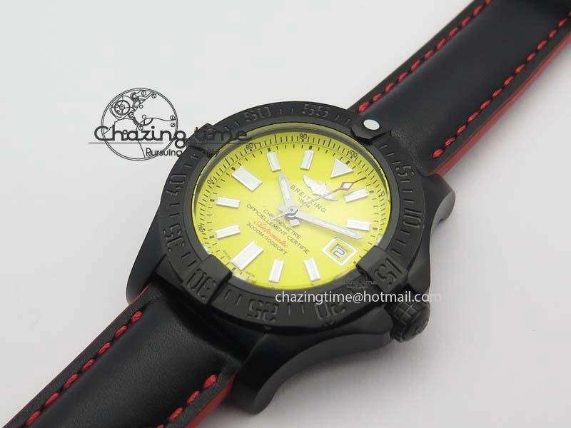 Seawolf DLC Best Edition Superlumed Yellow Dial On Leather Strap A2836 (Super Thick Crystal)