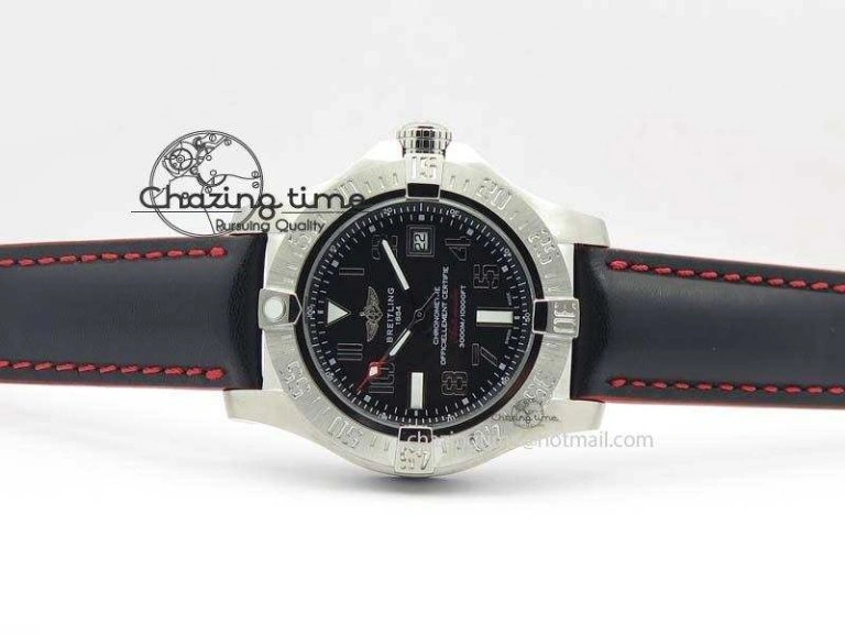 Seawolf SS 1:1 Best Edition Superlumed Black Numeral Dial On Leather Strap A2824