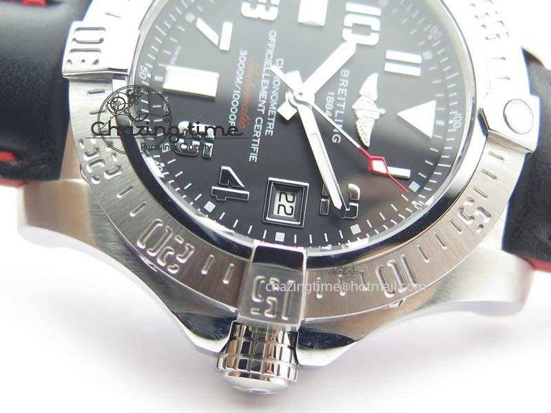 Seawolf SS 1:1 Best Edition Superlumed Black Numeral Dial On Leather Strap A2824